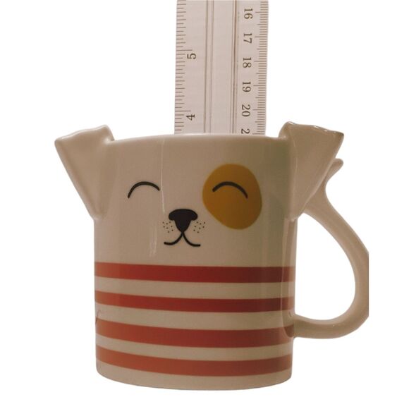 Target Coffee Tea Mug Pup 3D Ears Ceramic 16 Oz Parker Lane Dog Red Strippes Cup - Picture 6 of 8